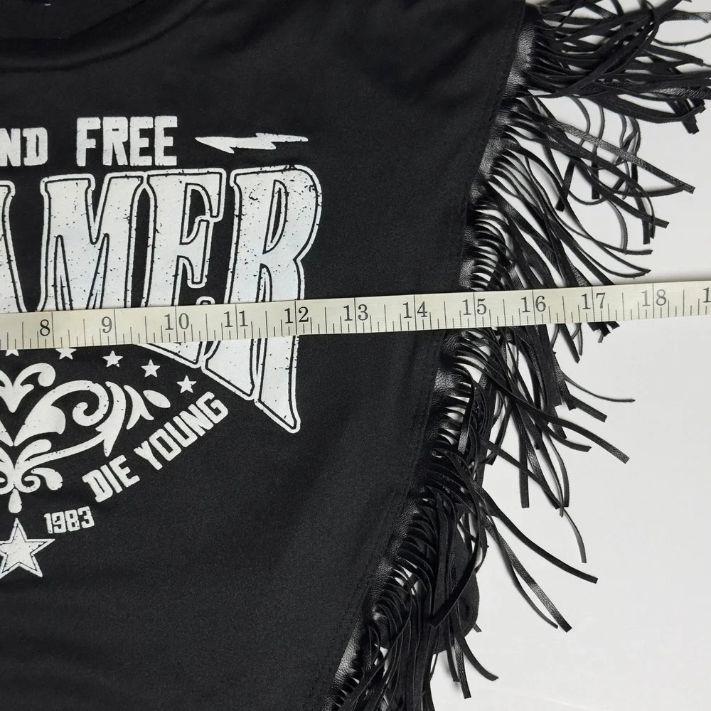 Julia By Love J Wild And Free Dreamer Bikercore Festival Rave Fringed Top Size M - Picture 6 of 7